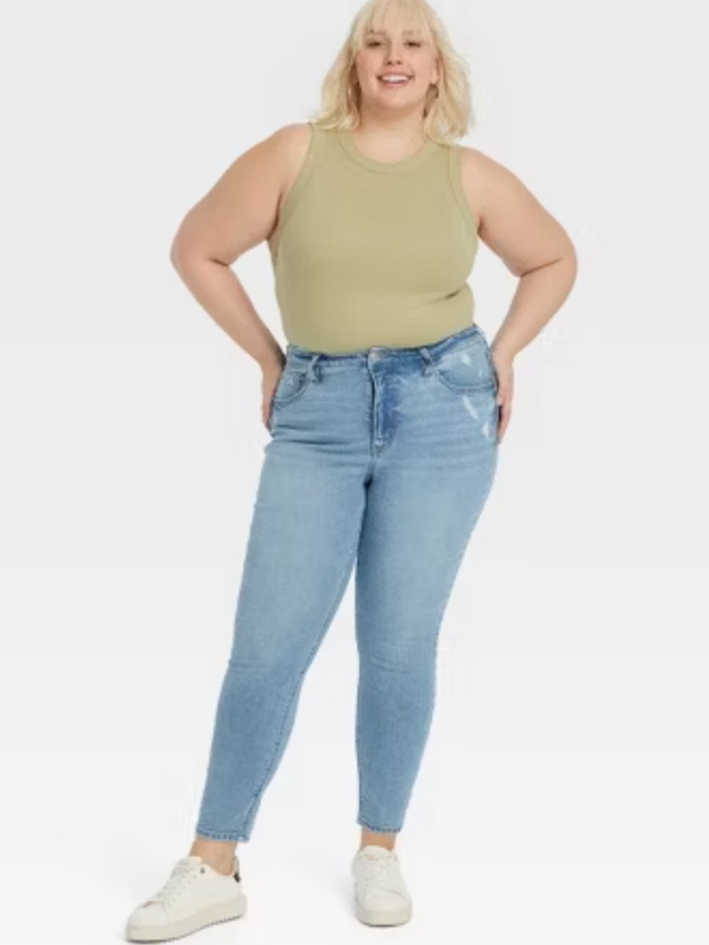 Ava & Viv High Rise Stretch Skinny Light Blue Boyfriend Jeans Var Sizes | NWT